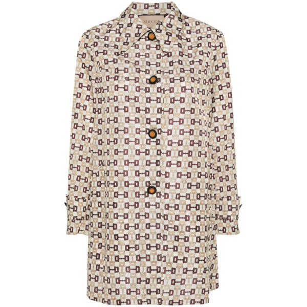 single-breasted Horsebit-print coat