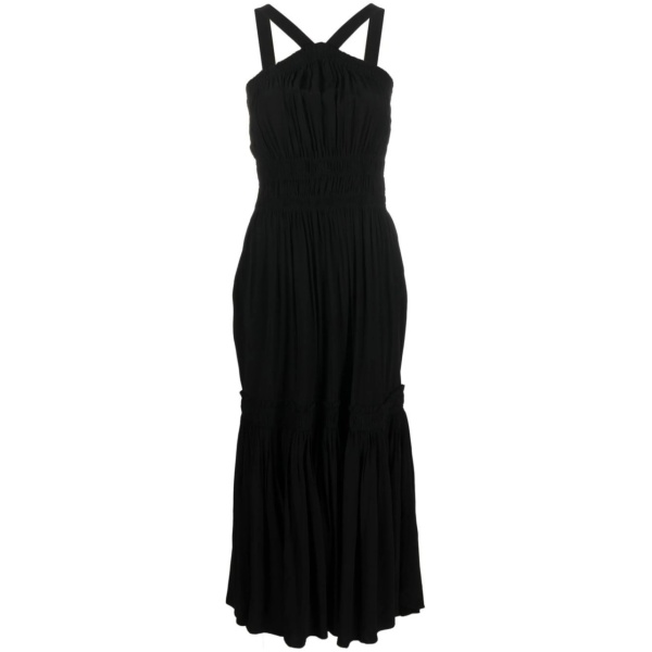 sleeveless shirred-effect dress