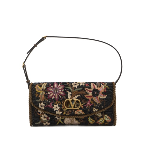 small floral embroidered shoulder bag