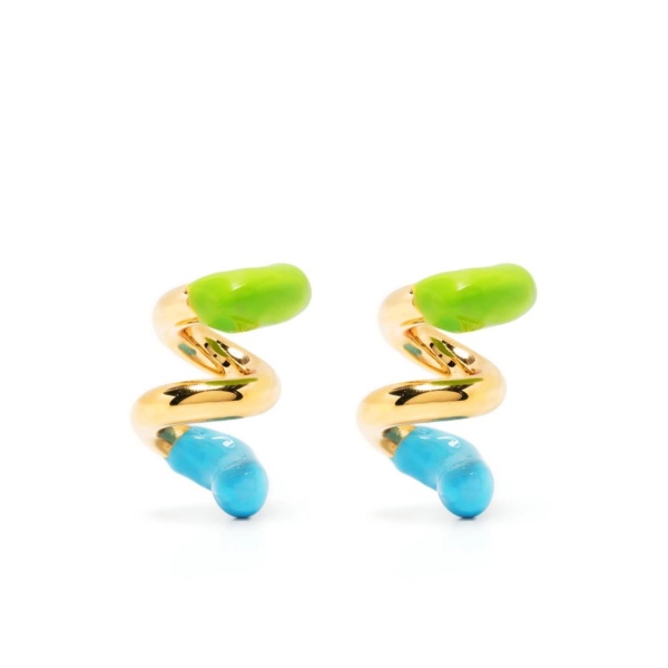 small rubberized curly earrings