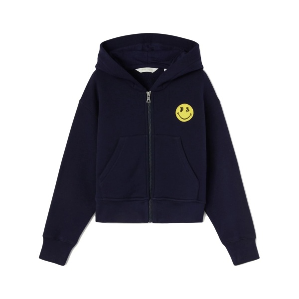 Smiley-print teddy-print hoodie