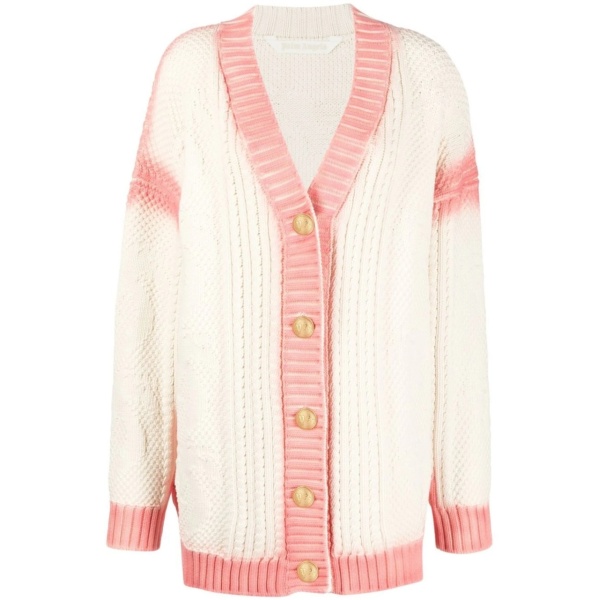 spray paint-effect logo-print cardigan