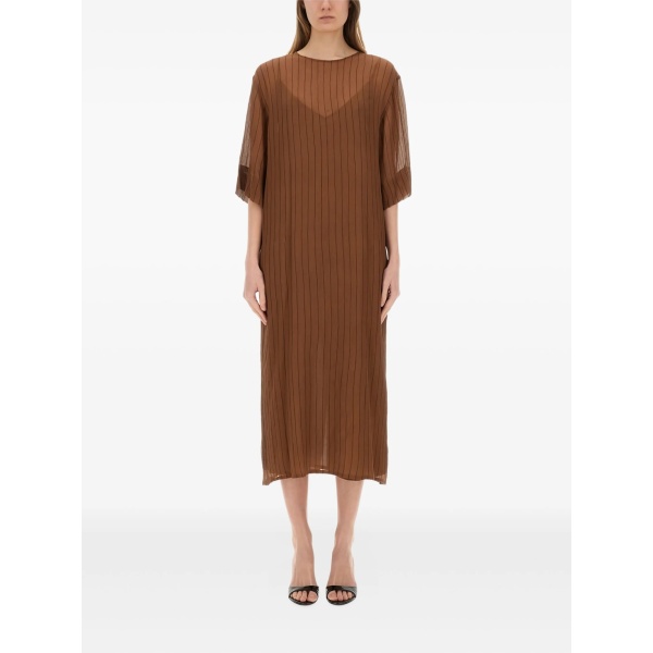 stripe-pattern midi dress