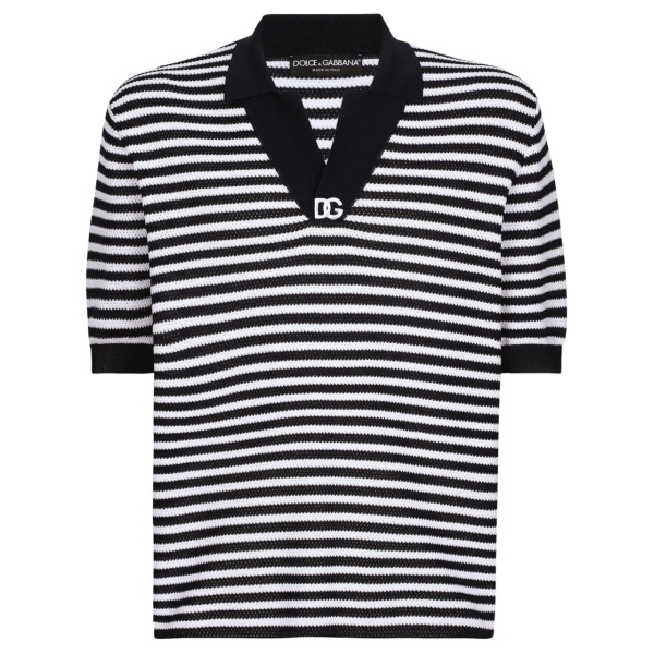 stripe-patterned polo shirt