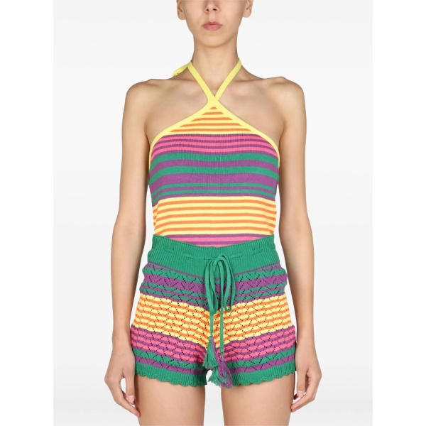 striped halter-neck top