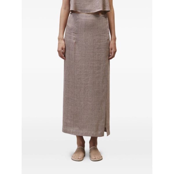 striped side-split skirt