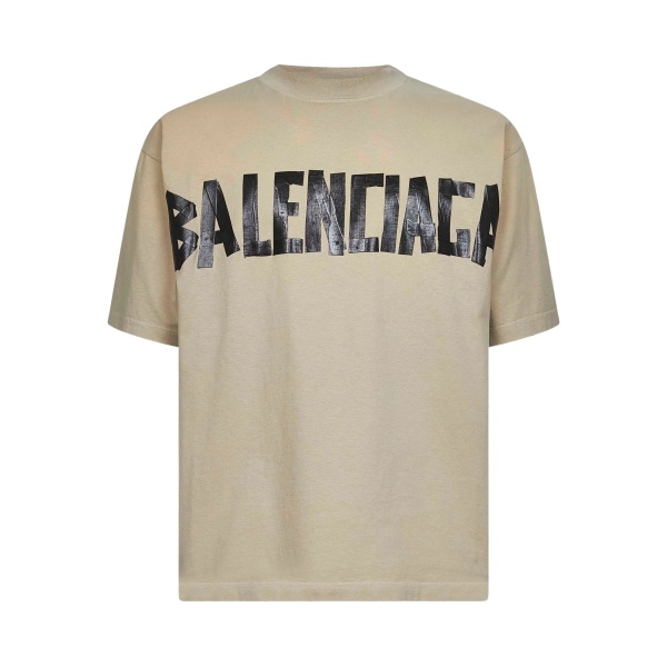tape-print cotton T-shirt