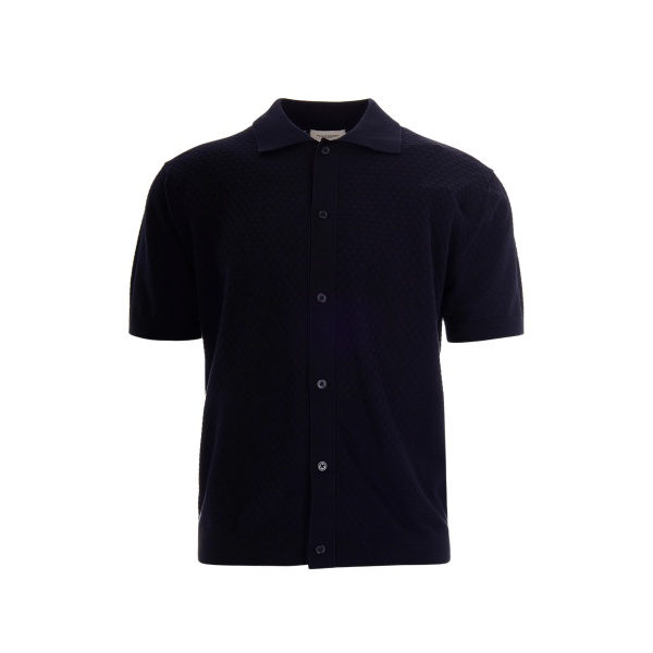 textured button polo shirt