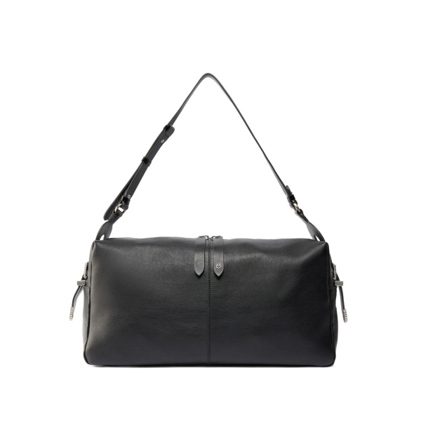 top-zip leather shoulder bag