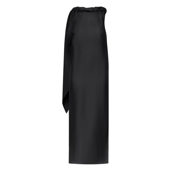 twisted-collar midi dress