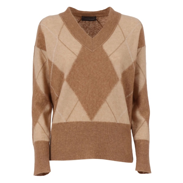 v-neck diamond-pattern sweater