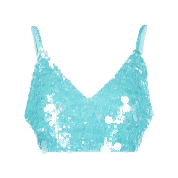 V-neck sequin embellished crop top