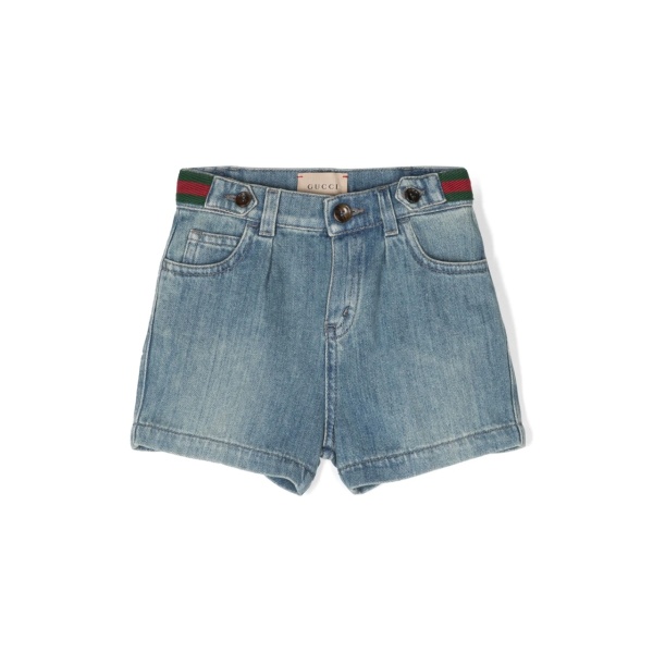 Web-detail denim shorts