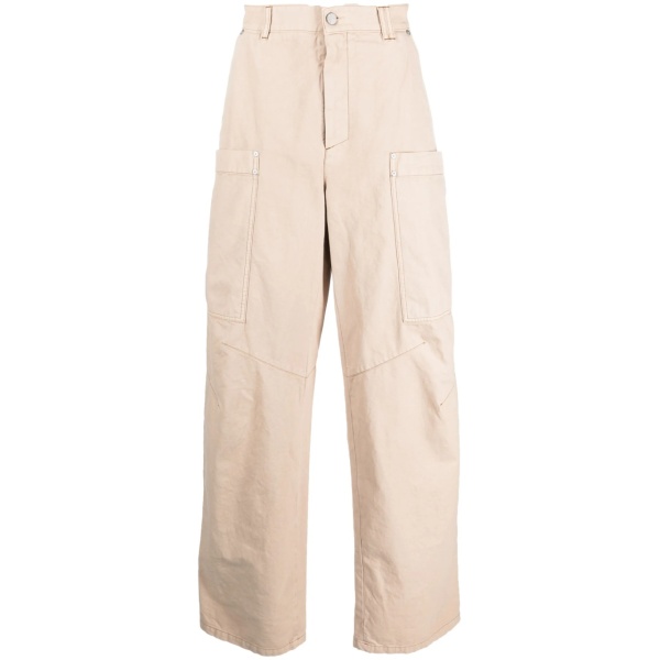 wide-leg cotton cargo trousers