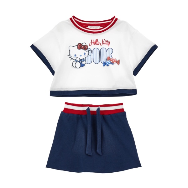 x Hello Kitty striped-trim pleated skirt