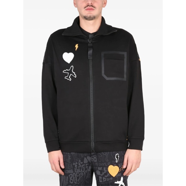 zip appliqué sweatshirt