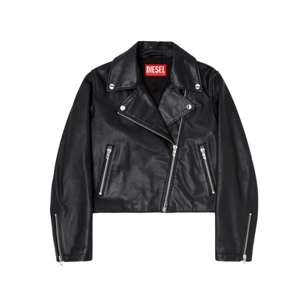 zip-up leather jacket
