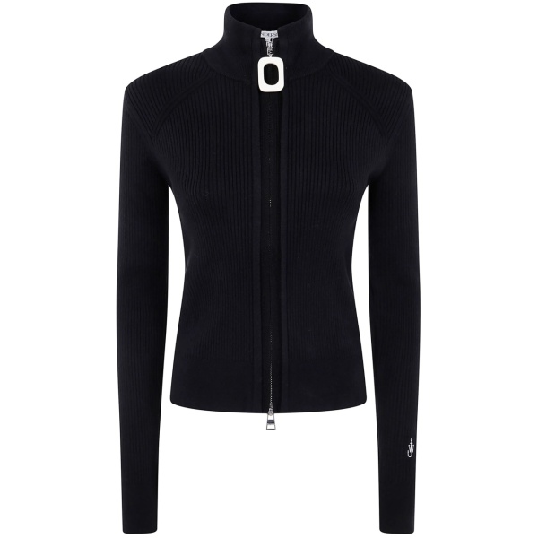 zip-up ribbed cardigan