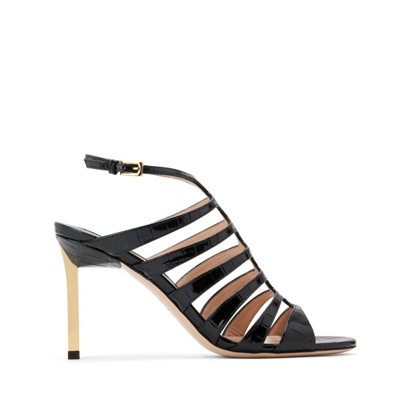 85mm crocodile-embossed leather sandals