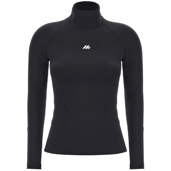 Activewear embroidered-logo turtleneck top