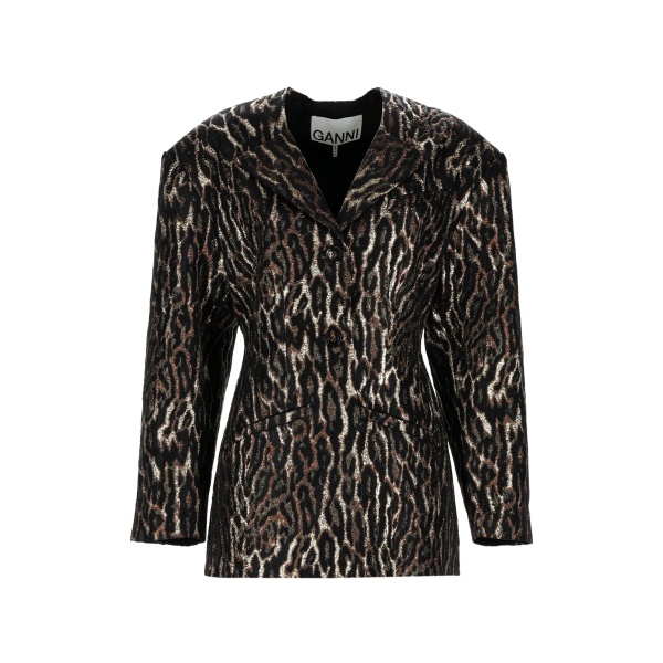 animal-print blazer