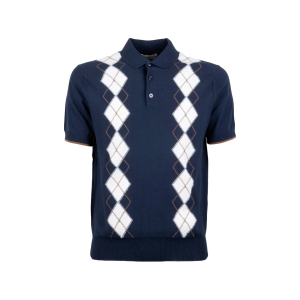 argyle-pattern short-sleeves polo shirt
