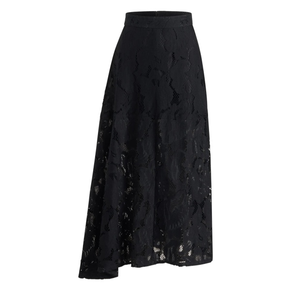 asymmetric lace midi skirt