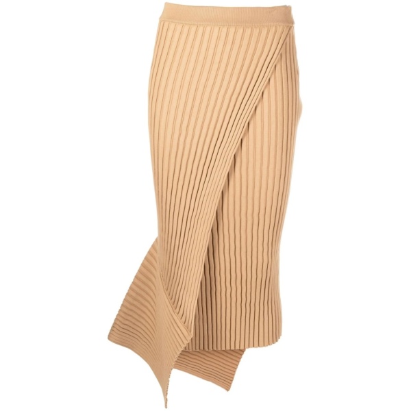 asymmetric rib-knit wrap skirt