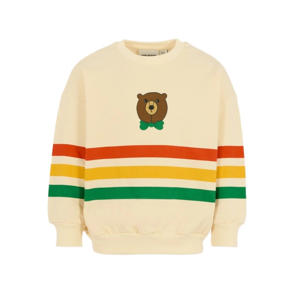 bear-applique stripe sweatshirt