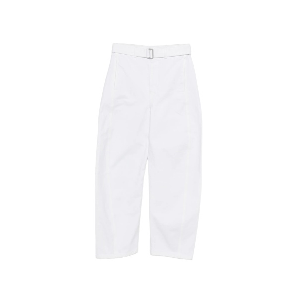 bleached denim belt trousers