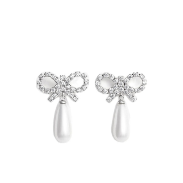bow pearl-embellishment earrings