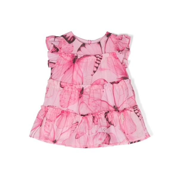 butterfly-print ruffled skirt