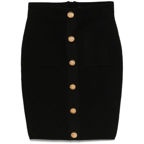 button-embellished mini skirt