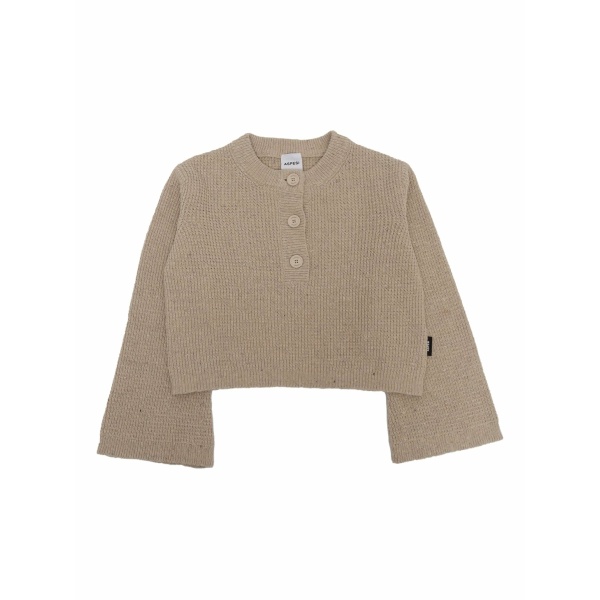 button-fastening bell-sleeve sweater