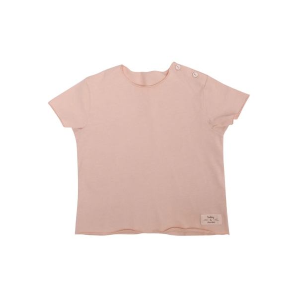 button-shoulder cotton T-shirt