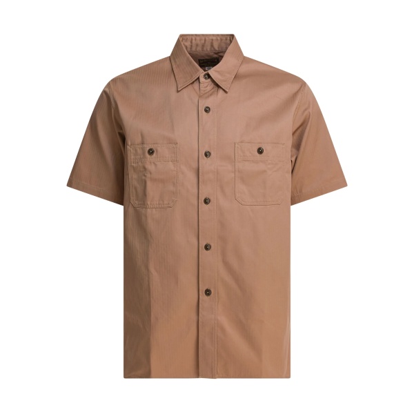 buttoned-pocket cotton shirt