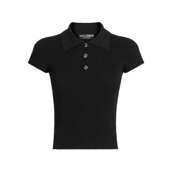 buttoned short-sleeve polo top