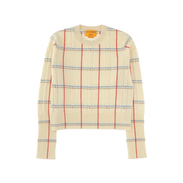 cable-knit plaid sweater