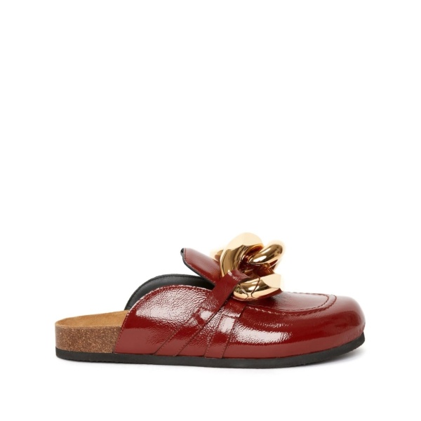chain-detail leather loafer mules