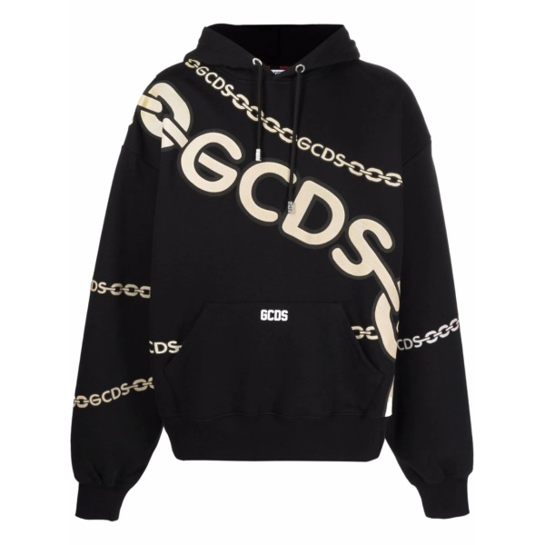 chain-link logo-print hoodie