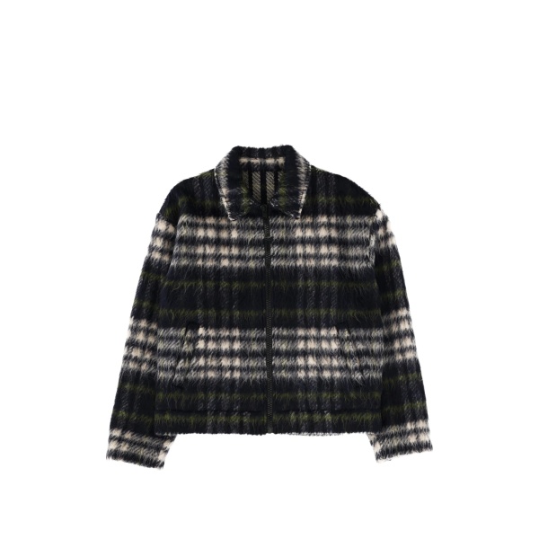 check-pattern zip-up jacket