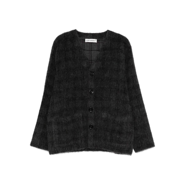 checked cardigan