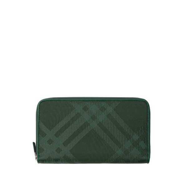 checked cotton-blend wallet