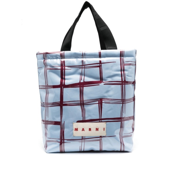 checked padded-design tote bag