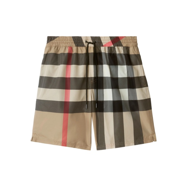 checked swim shorts