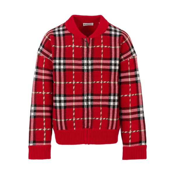 checked zip-up bomber jacket