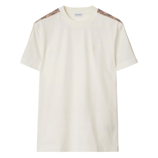 checkered-trim cotton T-shirt