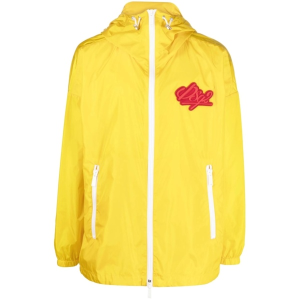 chest logo-patch hooded jacket