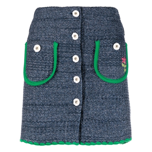 Chiara flower-buttons mini skirt