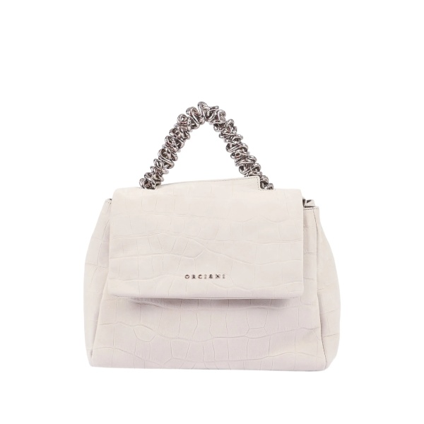 crocodile-effect chain-link shoulder bag